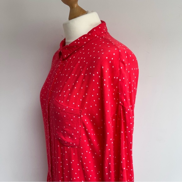Hush Kaia Dress Size 12 Star Red Pink Drop Waist Relaxed Pockets Long Sleeve - Picture 4 of 11